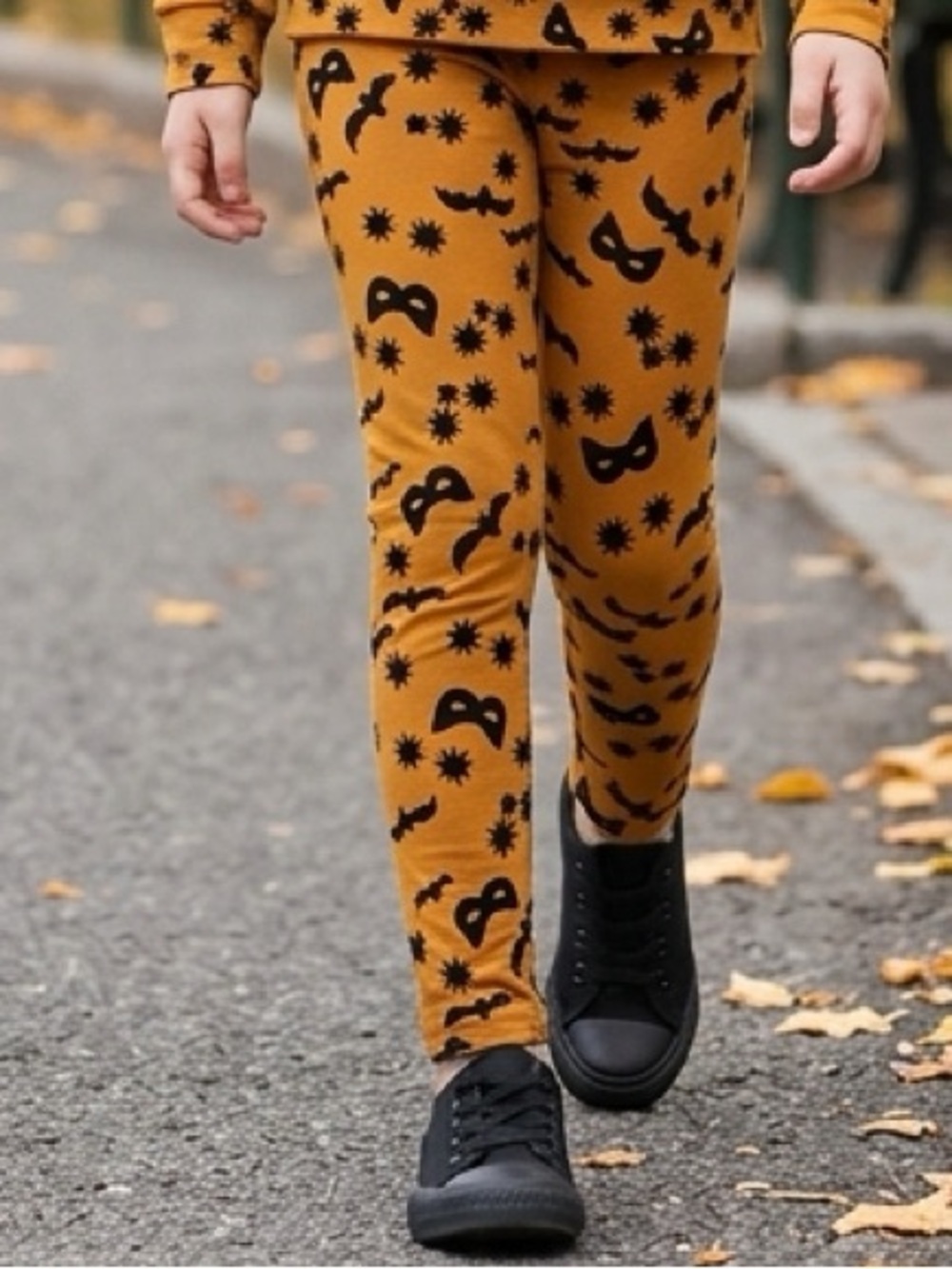 NWT Dot Dot Smile Toddler Girls Halloween Leggings Brown Black Bats - Size 3/4